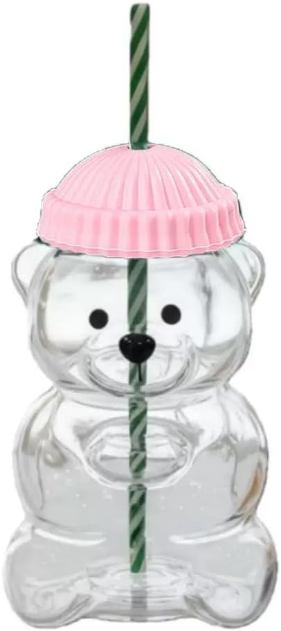 New 20 ozCute Bear Sucker Cup with Lid Straw Glass, Glass Bear Cup, Bear Straw Cup, Coffee, Beer,... | Amazon (US)