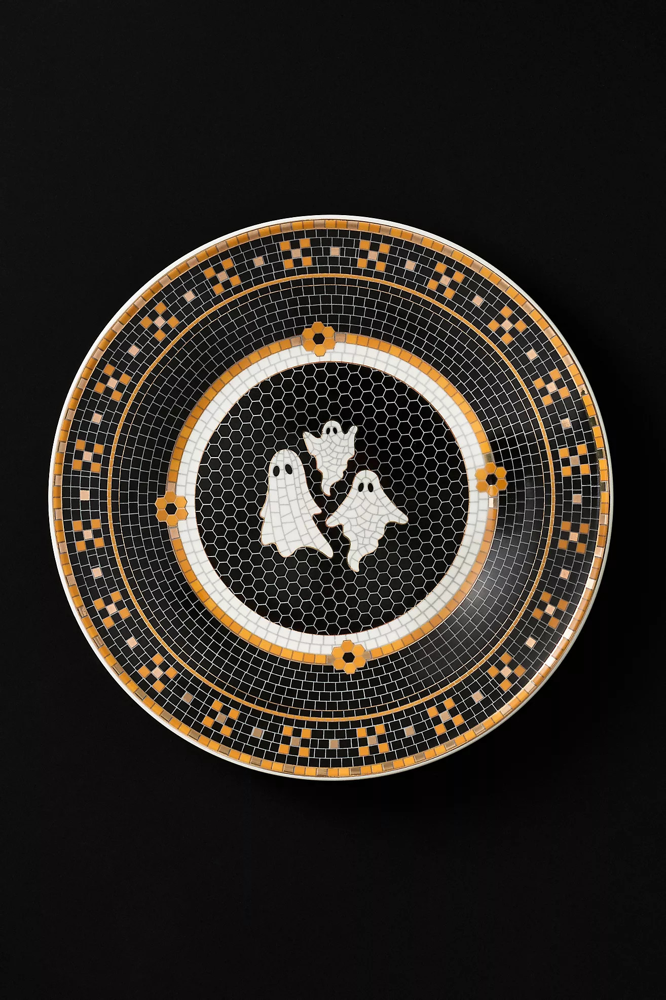 Bistro Tile Stoneware 24k Gold Accent Halloween Dessert Plate | Anthropologie (US)
