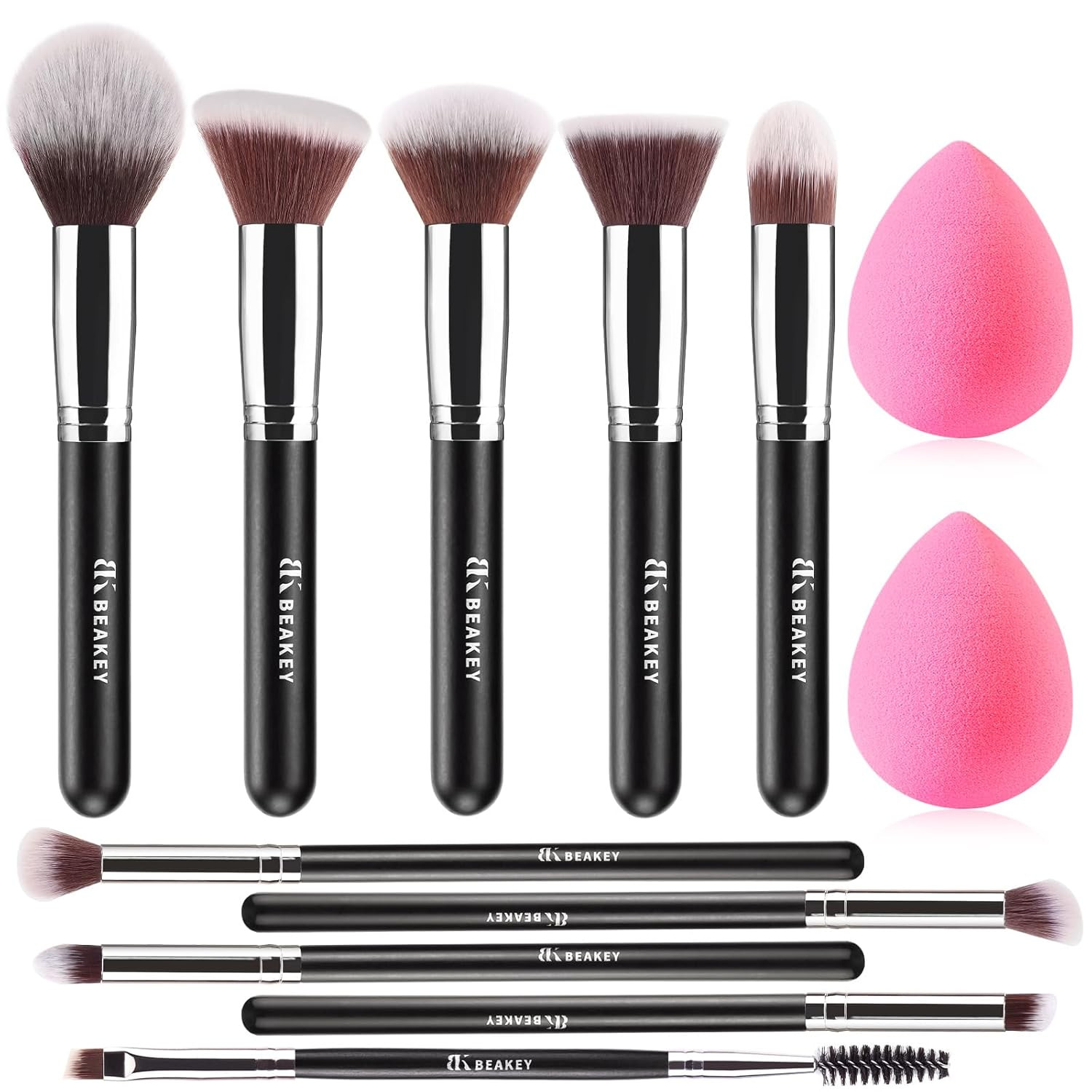 BEAKEY Makeup Brushes Set, Professional Foundation Eyeshadow Concealer Blush Powder Bronzer Appli... | Amazon (US)