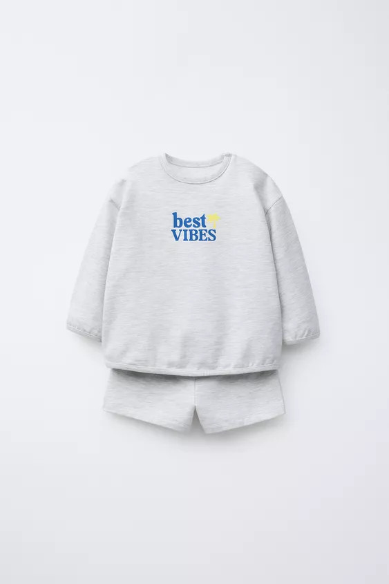 TEXT SWEATSHIRT AND BERMUDA SET | Zara US