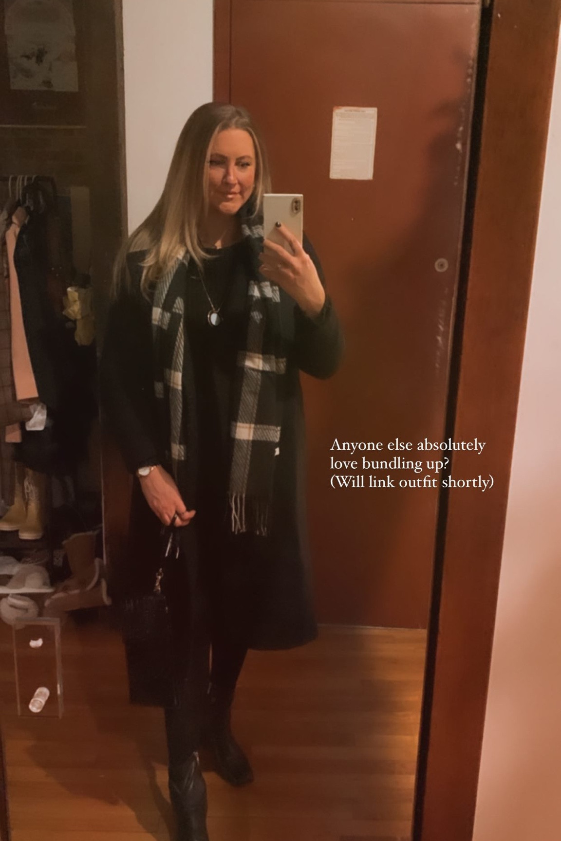 New York winter outfit! Amazon Sweater dress, tights, Steve Madden boots, target, plaid scarf, club Monaco coat, black jacket, nordstrom, Brahmin bag, macys, Sale finds - coat from rent the runway, code RTRMYRIAH !

#LTKstyletip #LTKshoecrush #LTKSeasonal