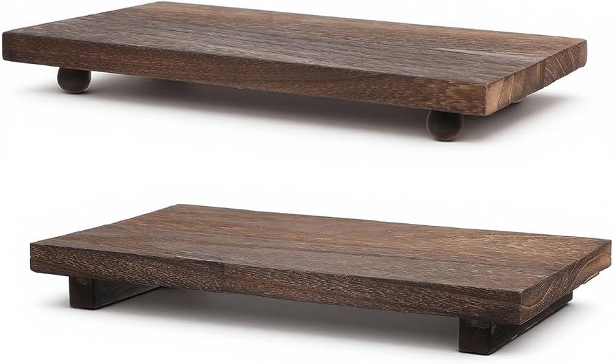 2 Pcs Wood Pedestal Stand Kitchen Soap Tray Farmhouse Wood Riser Stand for Kitchen Counter Sink S... | Amazon (US)