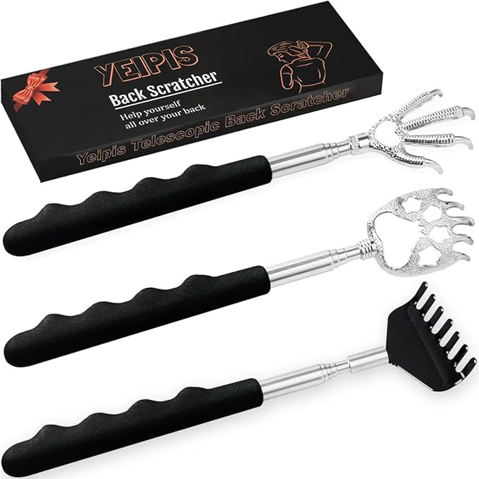 3 Pack Back Scratcher Metal Portable Telescoping Back scratchers with Rubber Handles, Extendable ... | Amazon (US)
