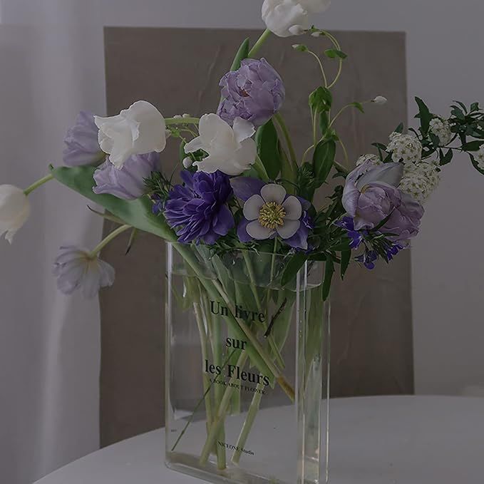 IUIBMI Clear Book Vase, Acrylic Clear Book Flower Vase, Book Vase for Flowers Decorative Vase for... | Amazon (US)