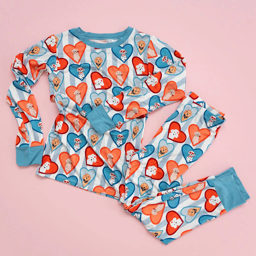 Blue Fur-Ever Valentine Two Piece Set | In My Jammers