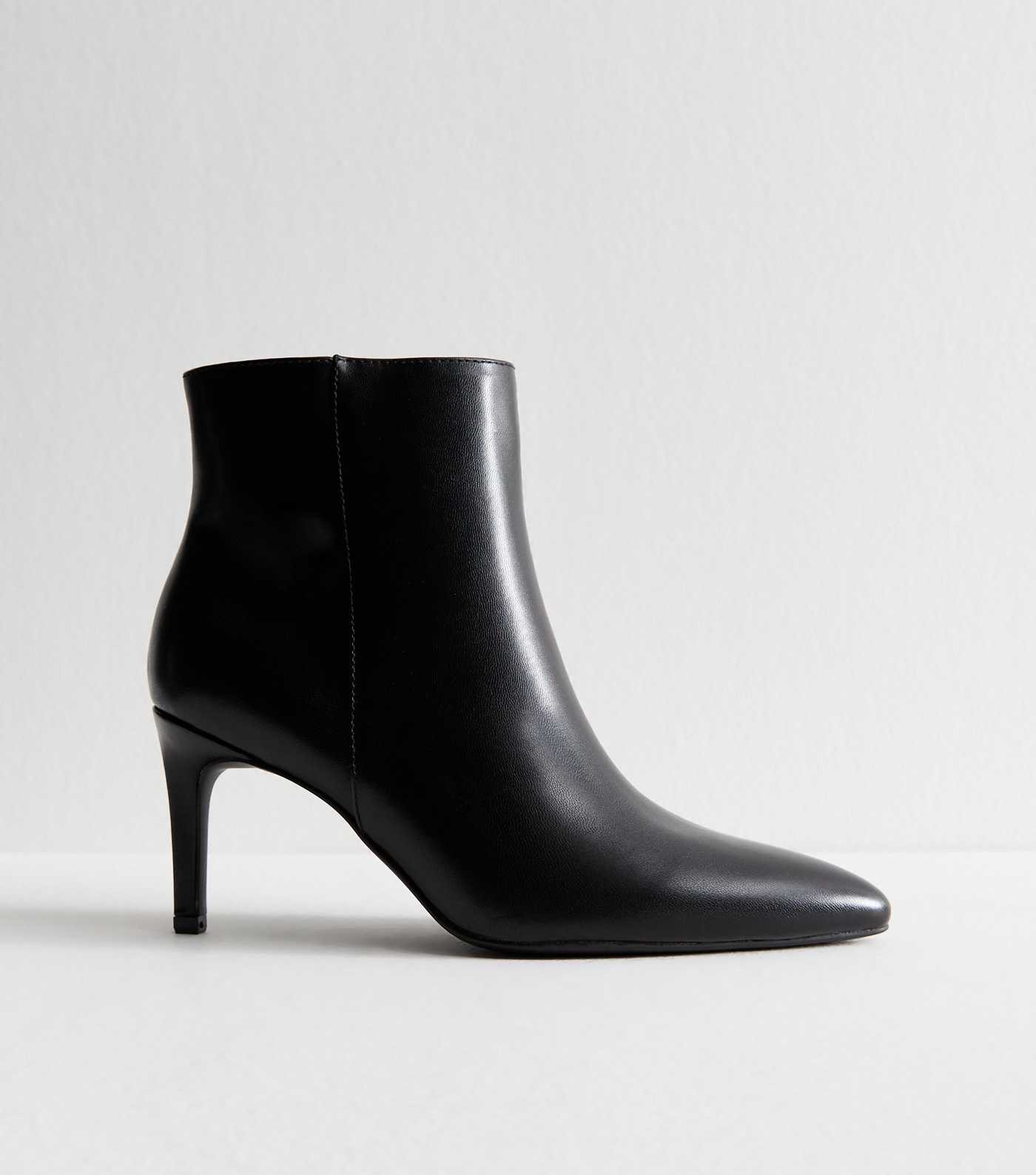 Black Faux Leather Point Toe Ankle Boots | New Look | New Look (UK)
