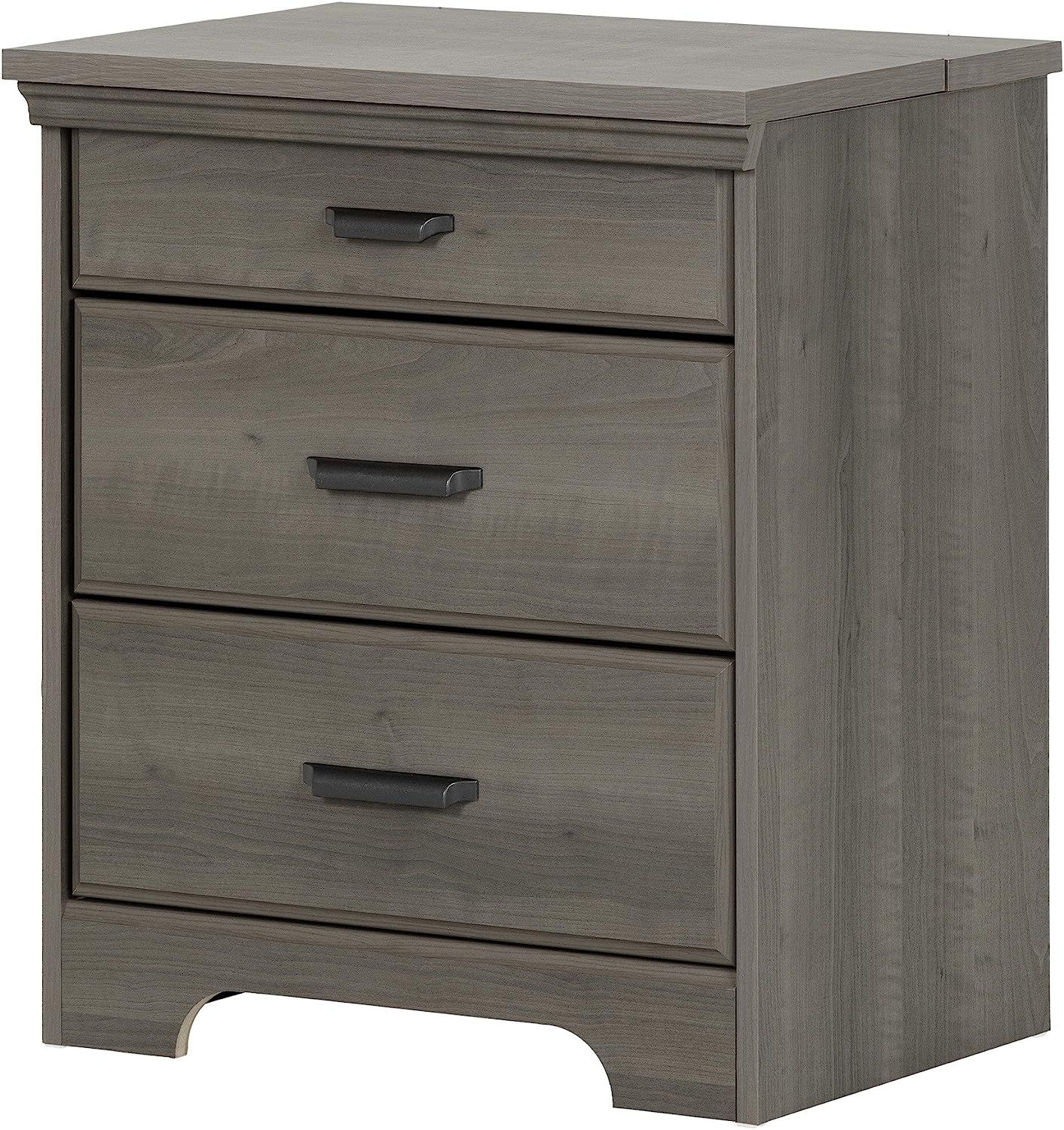 South Shore Versa Nightstand with 2 Drawers and Charging Station, Gray Maple | Amazon (US)