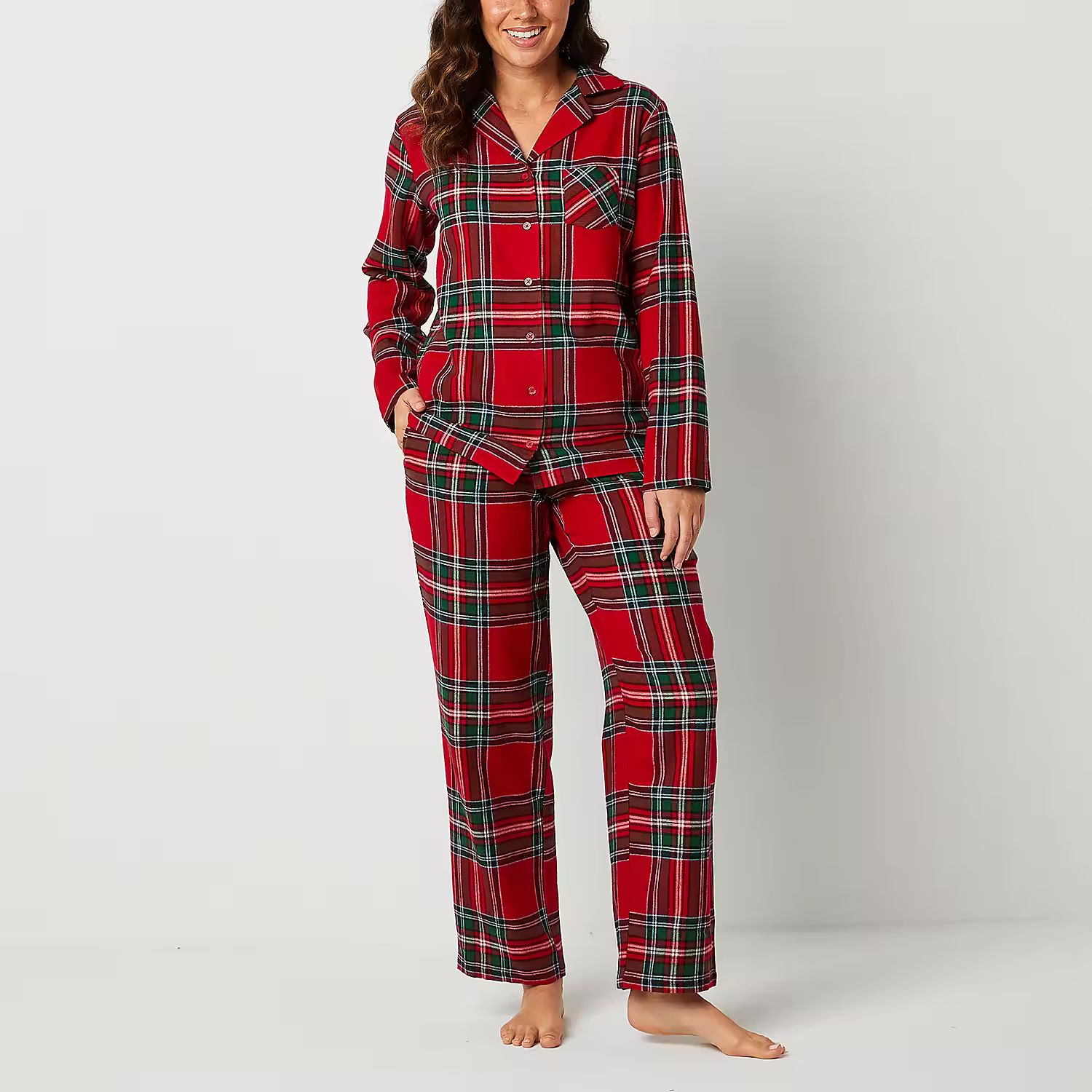 North Pole Trading Co. Mix & Match Plaids Family Womens Long Sleeve 2-pc. Pant Pajama Set | JCPenney