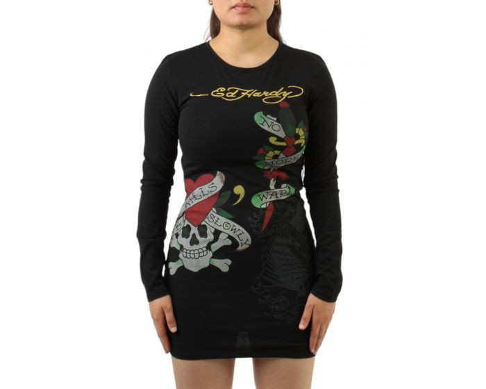 Ed Hardy LKS Skull Baby Tee Long Sleeve Dress EHW3108-3 - Shiekh | Shiekh Shoes