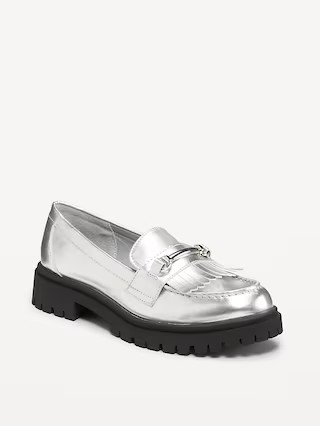 Faux Leather Chunky Heel Loafers | Old Navy | Old Navy (US)