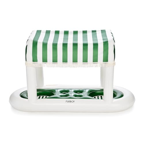 FUNBOY Giant Floating Green Cabana Stripe Drink Station, Removable Fabric Shade with Fringe, Perfect for Parties, Table-top Decorations and in-Pool Refreshments. | Amazon (US)