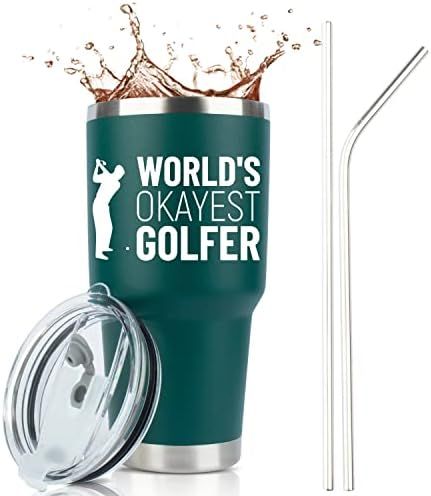 JENVIO Golf Gifts For Men | Worlds Okayest Golfer Insulated Stainless Steel Travel Tumbler Mug w ... | Amazon (US)