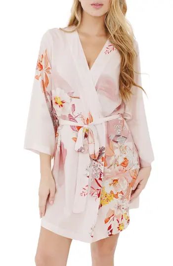 Women's Plum Pretty Sugar Floral Kimono Robe, Size X-Small - Pink | Nordstrom