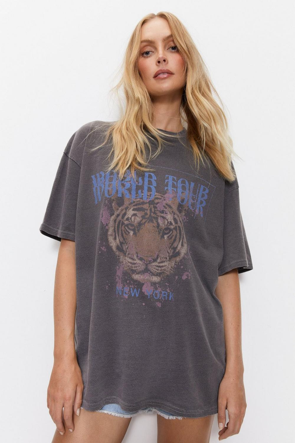 World Tour Graphic Oversized T-shirt | Warehouse UK & IE
