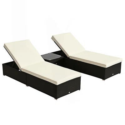 3-Piece Pool Furniture Set, 2 Chaise Lounge Chairs And 1 Outdoor Table | Wayfair North America