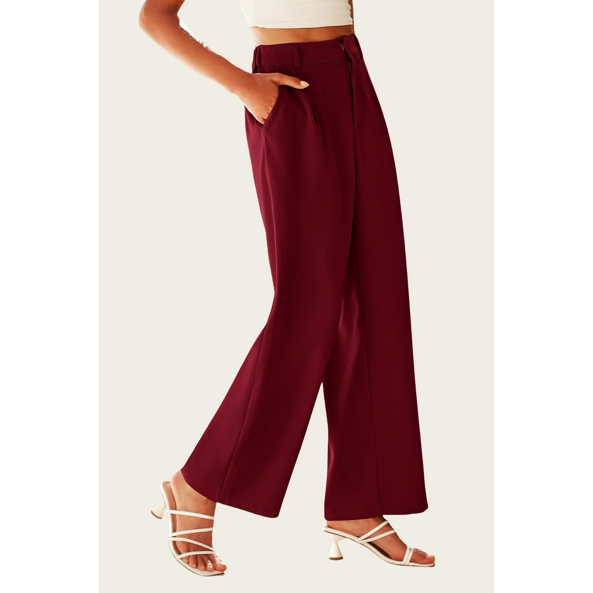 PRETTYGARDEN Women's Wide Leg Suit Pants Loose Fit High Elastic Waisted Business Casual Long Trou... | Walmart (US)