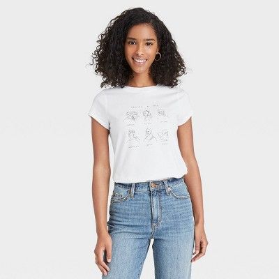 Women&#39;s Short Sleeve T-Shirt - Universal Thread&#8482; White/Black M | Target