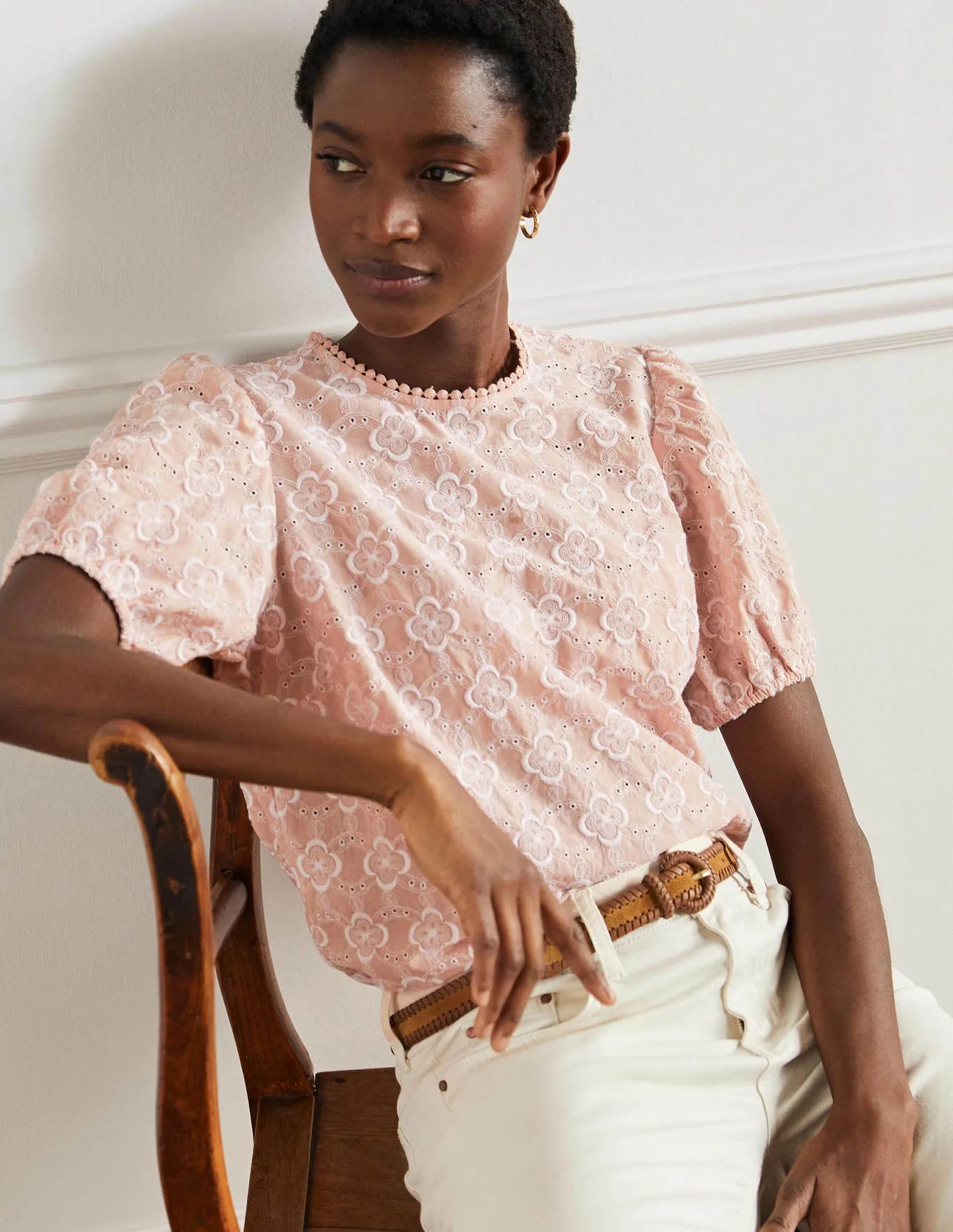 Broderie Puff Sleeve Top | Boden (US)