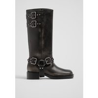 Stradivarius Flat distressed boots with buckles GREY 4 | Stradivarius (UK)