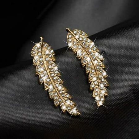 KABOER Women's Micro-Inlaid Zircon Gold And Silver Leaf Earrings - Gold And Silver Earrings Hook Ear | Walmart (US)