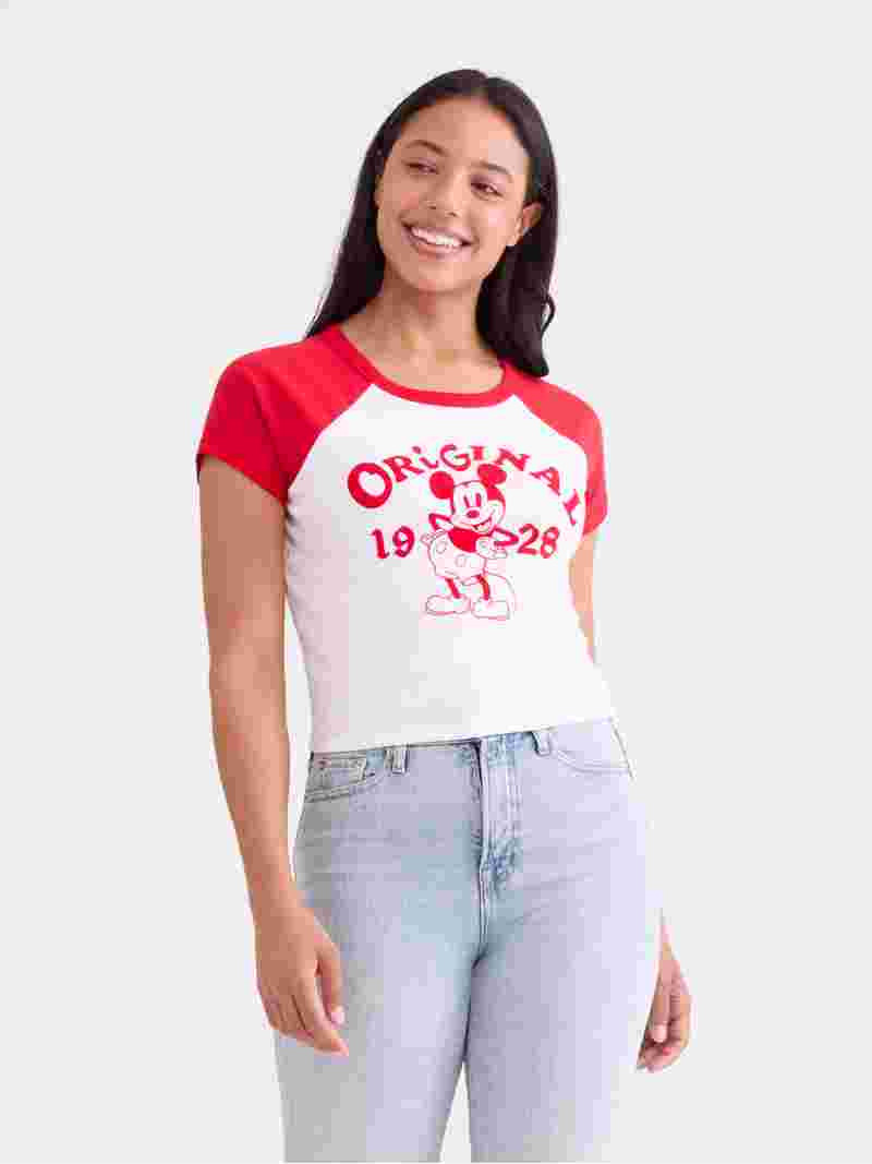 Mickey Mouse Women’s Graphic Baby Tee, Sizes XXS-XXL | Walmart (US)