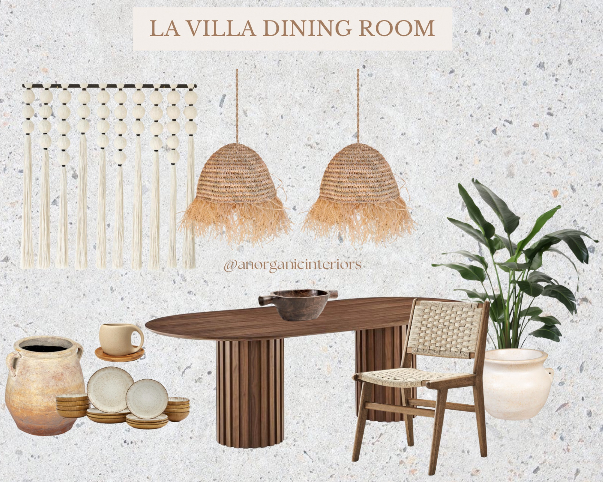 Curated Mood Board featuring Dining room "Villa Style". Inspired by Bali & Europe 🌞
