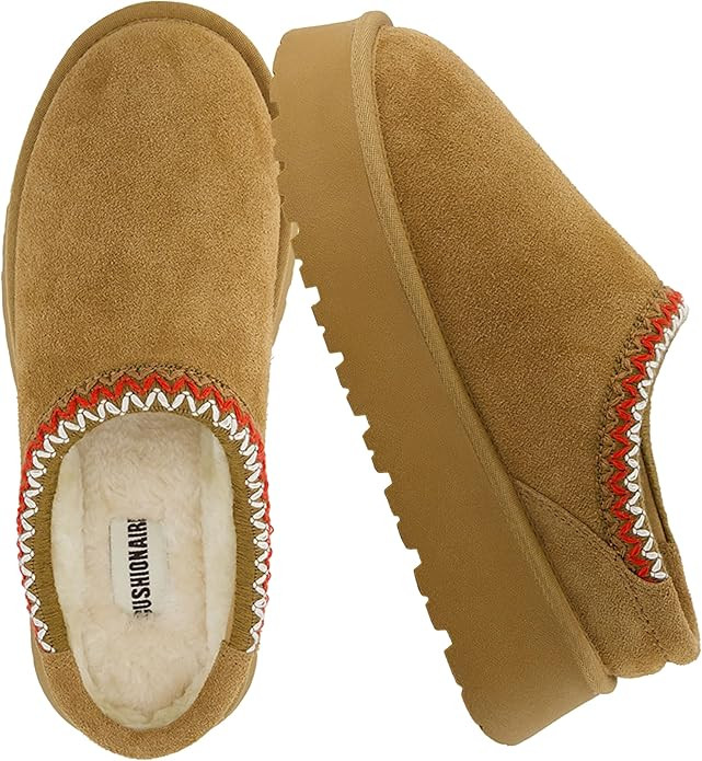 CUSHIONAIRE Kabuki Platform Boots Genuine Suede Fuzzy Mule Slippers for Women with Memory Foam | ... | Amazon (US)