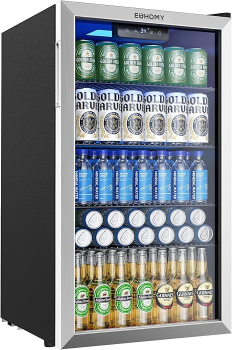 EUHOMY Mini Fridge 130 Can Beverage Refrigerator Cooler Glass Door for Soda Wine Beer, Beverage C... | Amazon (US)