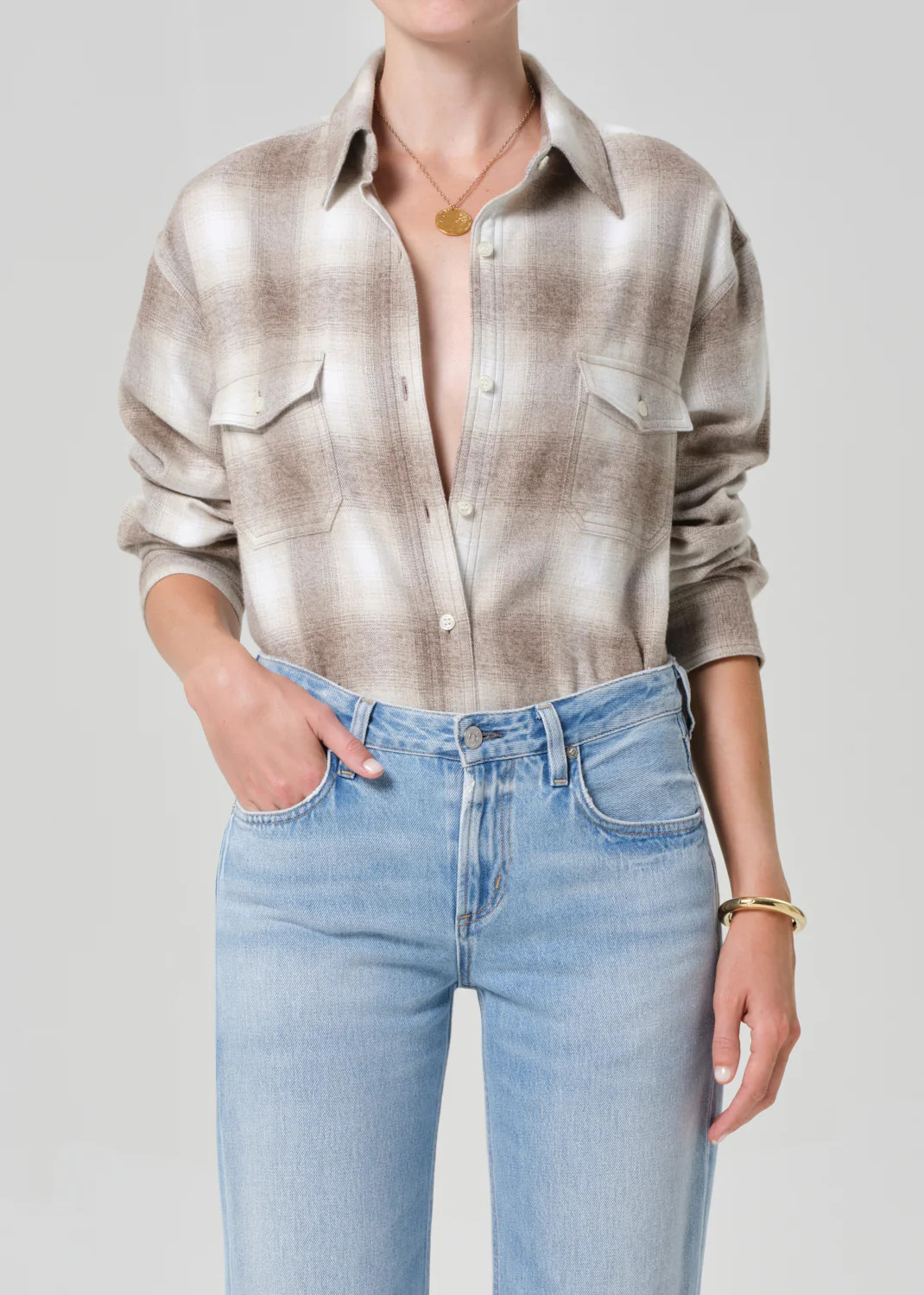 Kota Long Button Up in Schiffer Plaid | Citizens of Humanity