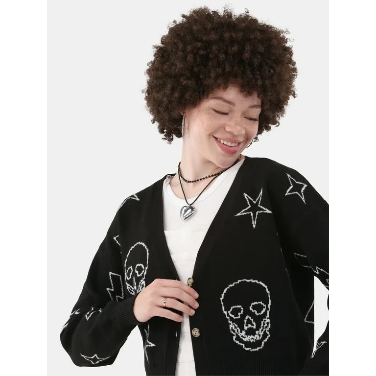 No Boundaries Novelty Cardigan, Women's and Women's Plus | Walmart (US)