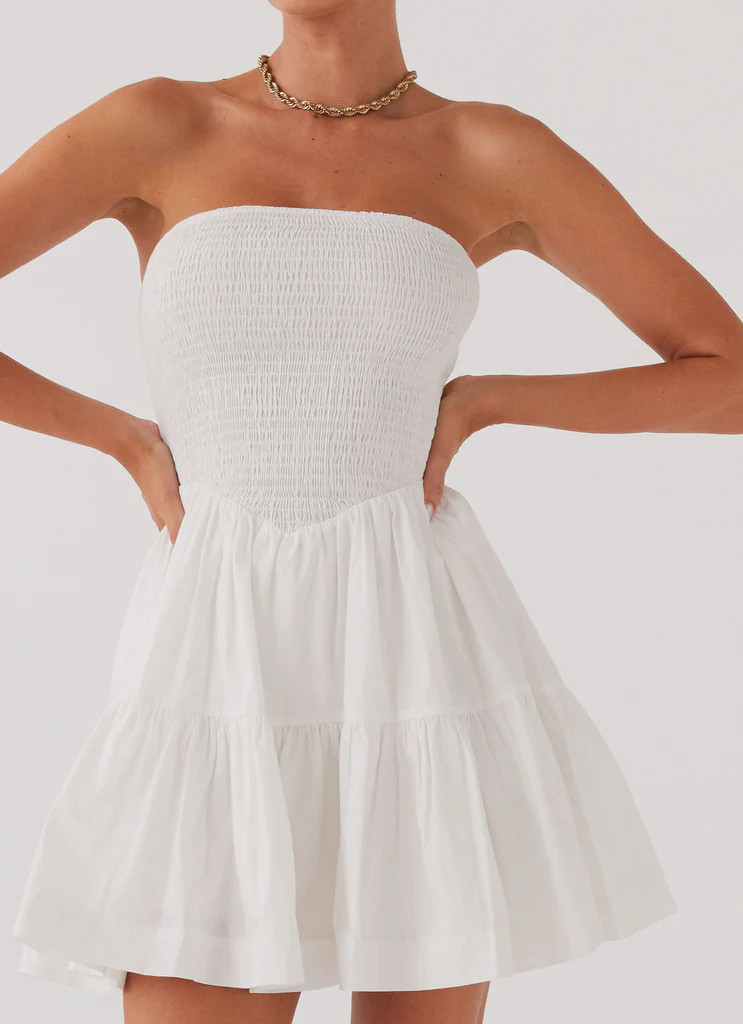 Peppermayo Exclusive -  Harper Strapless Mini Dress - White | Peppermayo (Global)