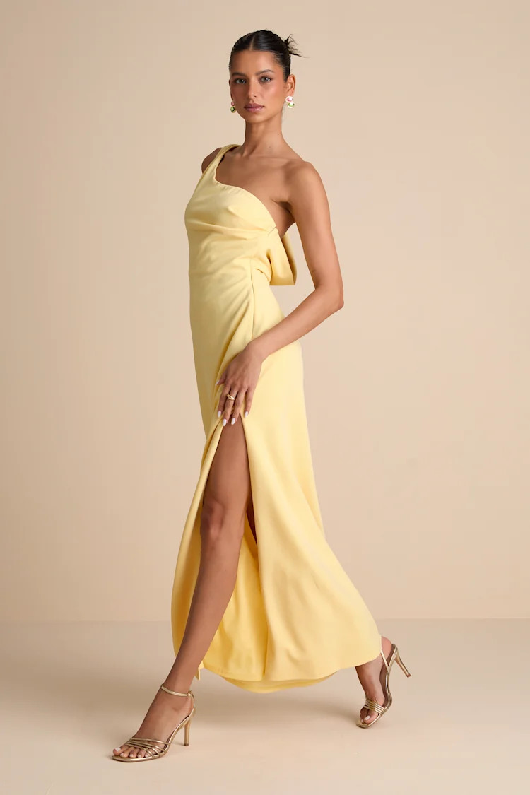 Maevyn Light Yellow Cowl Back Column Maxi Dress | Lulus