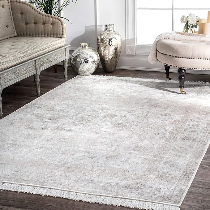 nuLOOM Elyse Vintage Floral Area Rug, 6' x 9', Ivory | Amazon (US)