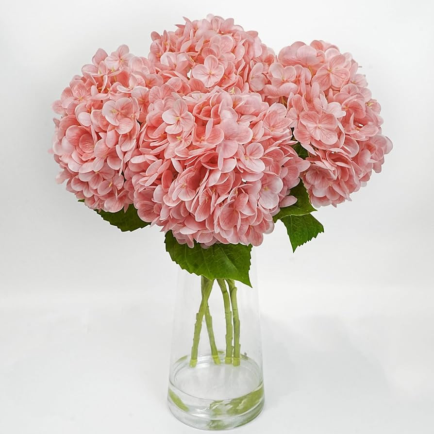 Jahe 4 Pcs Hydrangea Artificial Flowers, 20'' Tall Large Bloom Faux Hydrangea Flowers,Real Touch ... | Amazon (US)