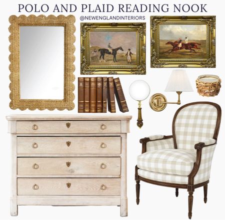 New England Interiors • Polo and Plaid Reading Nook • Mirror, Equestrian Wall Art, Magnifying Glass, Lighting, Dresser, Decor & Accents. 🔎📚

TO SHOP: Click on the link in bio or copy and paste the link in web browser 

#newengland #equestrian #polo #nook #reading #homeinspo #colonial #antique 

#LTKFind #LTKhome