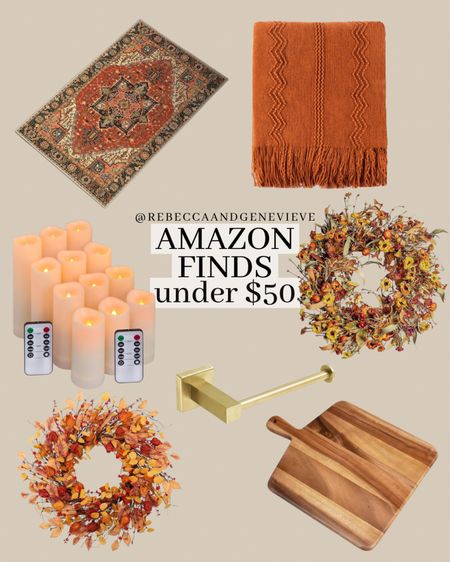 Amazon finds under $50!
-
Fall decor. Home decor. Doormat. Throw blanket. Cutting board. Faux candles. Fall wreath  

#LTKunder50 #LTKSeasonal #LTKhome