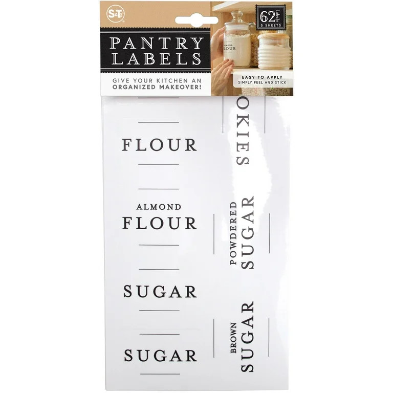S&T Inc. Pantry Labels - 62 Pre-Printed Clear Labels With Black Print | Walmart (US)