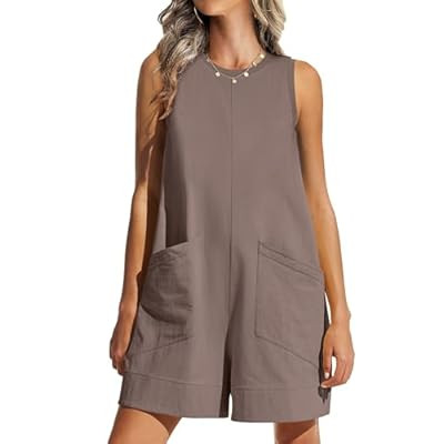 ANRABESS Womens Romper Casual Loose Sleeveless 2026 Summer One Piece Outfits Shor… | Amazon (US)