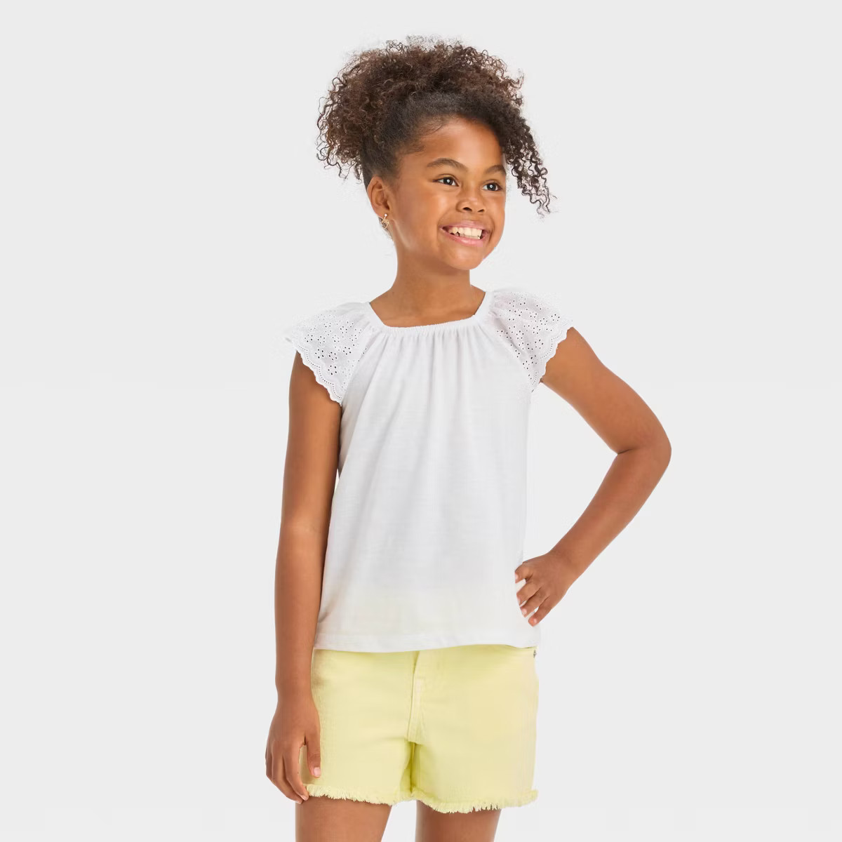 Girls' Short Sleeve Eyelet T-Shirt - Cat & Jack™ | Target