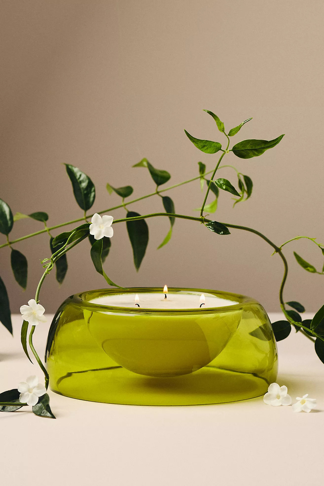 Slow Burn Glass Handblown Floral Jasmine Glass Candle | Anthropologie (US)
