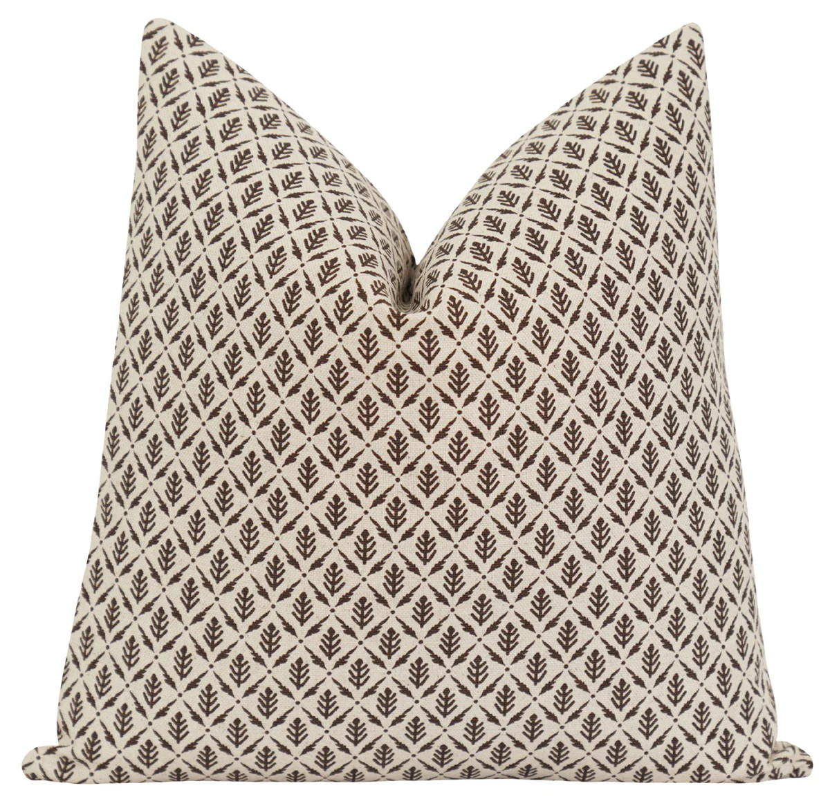 Vaiden Chestnut Brown Floral Block Print Throw Pillow | Land of Pillows