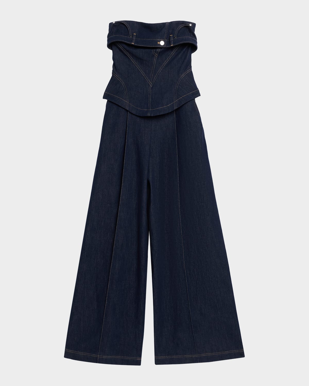 Jordan Strapless Corset Denim Jumpsuit | Neiman Marcus