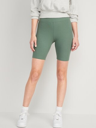Extra High-Waisted Rib-Knit Biker Shorts for Women -- 8-inch inseam | Old Navy (US)