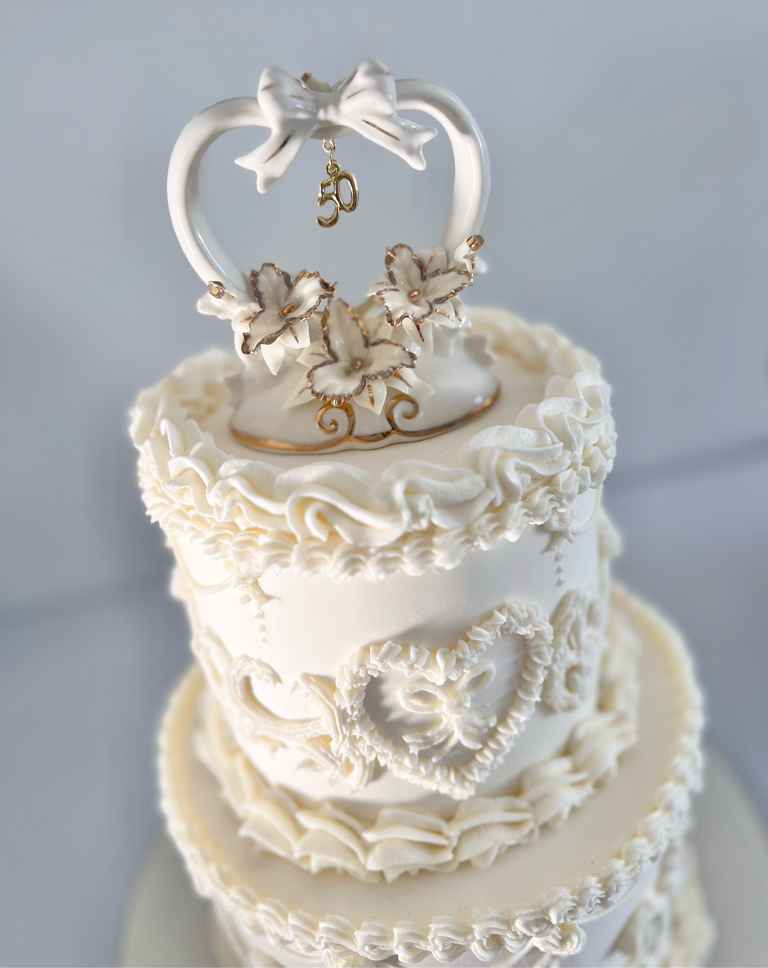 50th wedding anniversary cake topper from Amazon! 
It looks vintage and it’s gorgeous 😍

The little gold charm detail is 💯 

Check my other posts for the supplies and IG reels for the story and process behind this cake!

👩🏻‍🍳 Becca 

#50thanniversary #anniversarycake #cake

#LTKfamily #LTKwedding