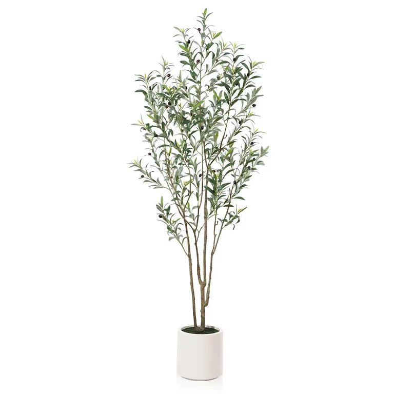 7FT Tall Large Artificial Olive Tree with 10.6 inches White Planter | Walmart (US)