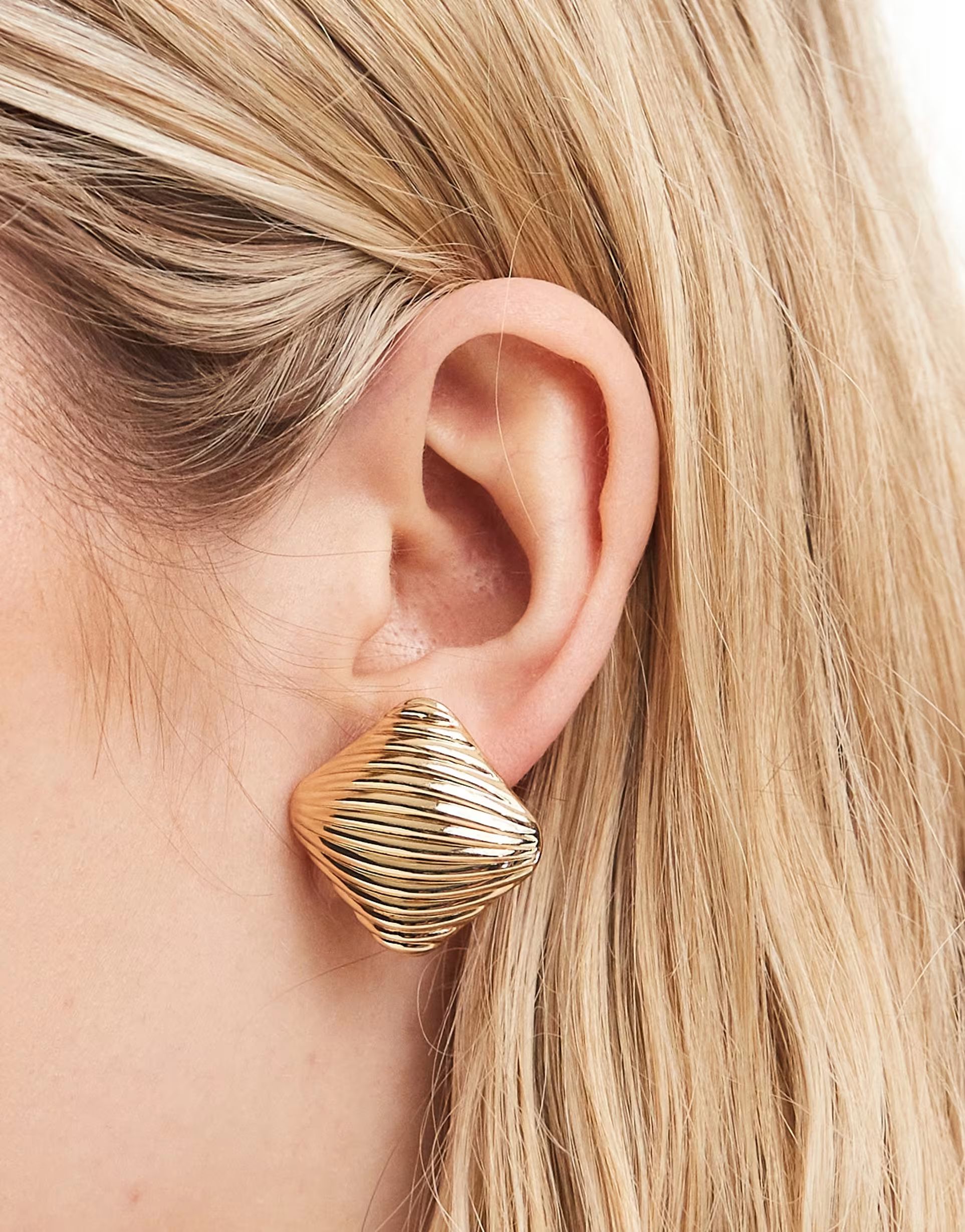 ASOS DESIGN stud earrings with textured design in gold tone | ASOS (Global)