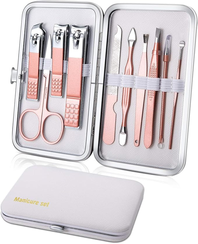 Manicure Set 10pcs Professional Nail Clippers Kit Pedicure Care Tools-Stainless Steel Grooming To... | Amazon (UK)