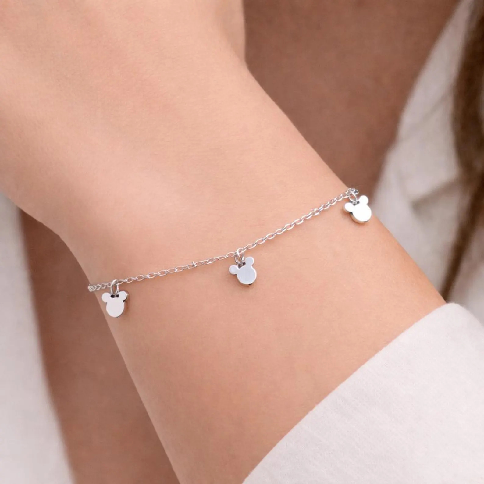 Dainty Mickey Mouse Bracelet – Sterling Silver, Minimalist Disney Charm Bracelet, Everyday Jewe... | Etsy (Global)