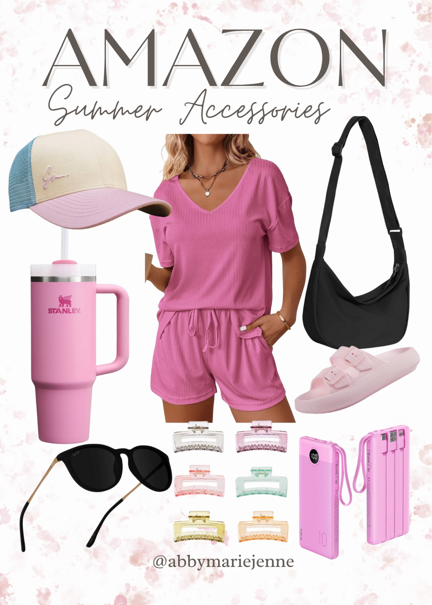 Amazon finds. Amazon summer accessories. Summer accessories. Pink accessories. Women’s style. Women’s outfit inspo. Amazon fashion. Amazon women’s sets. Stanley. Cross body bag. Summer sandals. 

#LTKStyleTip #LTKFindsUnder100 #LTKFestival