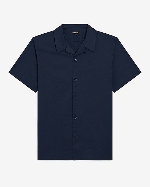Slim Solid Casual Stretch Cotton Short Sleeve Shirt | Express